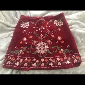 Red embroidered flower skirt